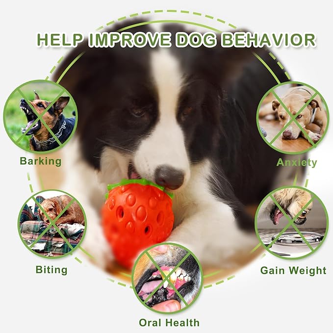Strawberry Dog Puzzle Toy, Interactive Dog Toys for Small Medium Large Breed, Treat Dispensing Dog Toys, Pet Chew Toys for Moderate Chewers, Dogs Birthday Gifts (Red)