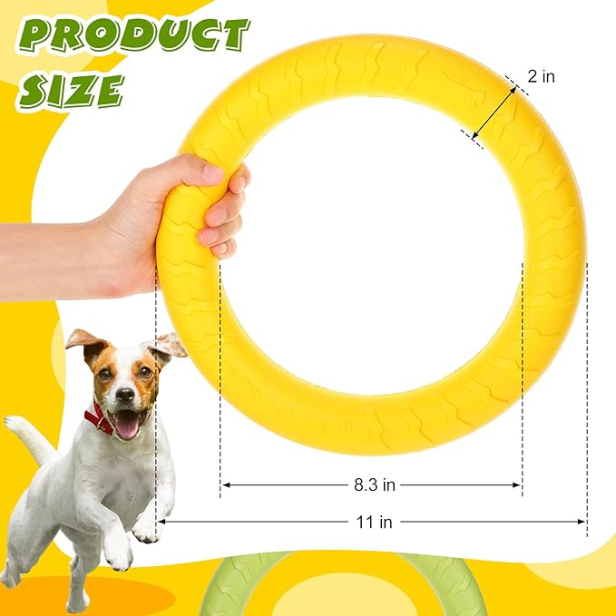 Liliful 4 Pcs Dog Rings Toy, Dog Training Ring Outdoor Flying Discs for Aggressive Small Medium Large Puppy Teeth Cleaning Fetch Chew Toys, 11 Inch, 4 Colors