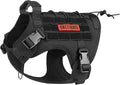 OneTigris Tactical Dog Harness Vest,No-Pull Service Dog Vest with Hook & Loop Panels,Adjustable Dog Vest Harness for Walking Hiking Training(Black,XXS)