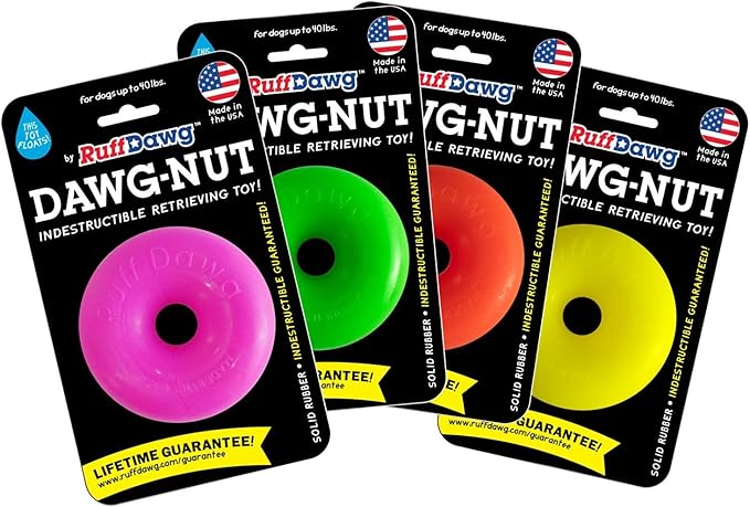 Ruff Dawg Dawg-Nut – Donut-Shaped Dog Toy – Bouncy, Floating Fetch Toy for Aggressive Chewers – Ideal for Teething Puppies & Outdoor Play – Weatherproof & Washable