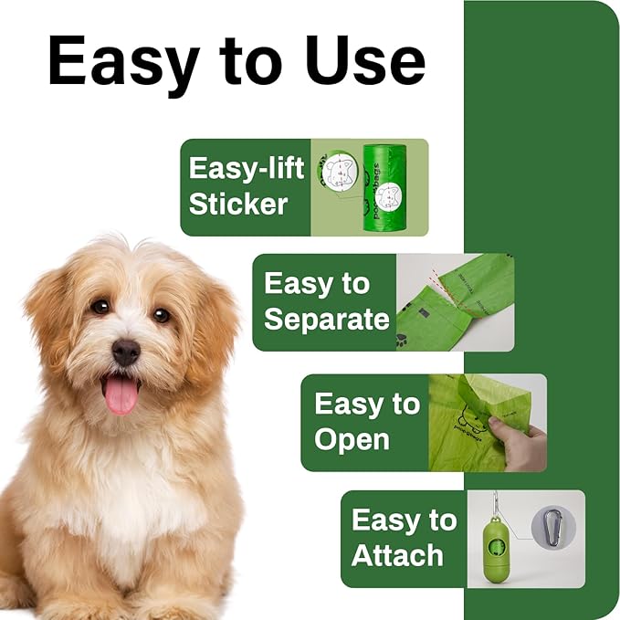 Dog Poop Bags Rolls With Dispenser, Strong and Leak-proof Waste Bags for Pets, Floral Scented, 420 Count (28 Packs of 15), 13 Inch x 9 Inch (Green)