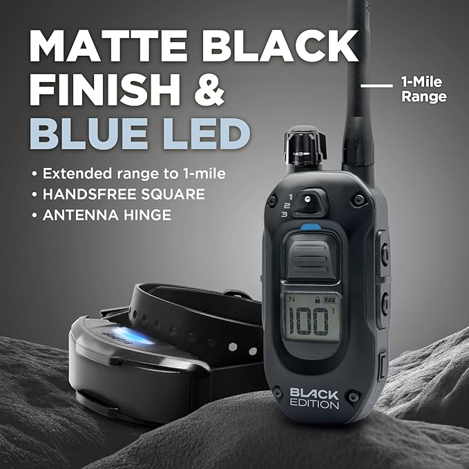 Dogtra 1900X Black Edition E-Collar - 1 Mile Range, Dogs 45 lbs+, IPX9K Waterproof, 100 Stimulation Levels, Vibration, Tone, Rechargeable - Ideal for Dog Owners and Professional Trainers