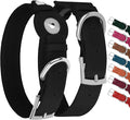 Leather Dog Collar with Airtag Holder - Apple Air Tag Dog Collars - Soft Tracking GPS Pet Collar for Small Medium Large Dogs Breed Puppy (Black, XL, 19"-24" Neck Fit)