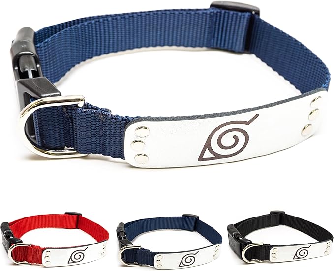 Naruto Dog Collar for Large Dogs, Medium, XS/Small Puppy Collars – Officially Licensed Naruto Shippuden Hidden Leaf Village Anime Dog Collar, Naruto Gifts Pet Collar for Dogs Navy Ninja, LG