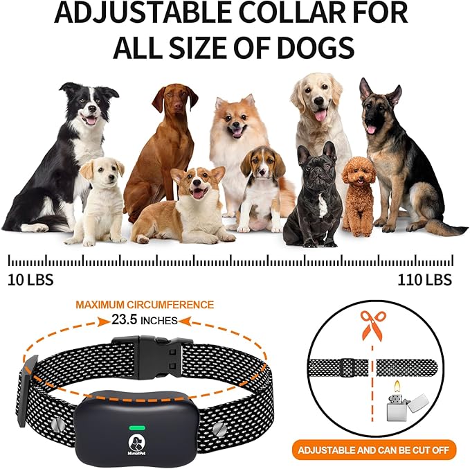 MIMOFPET Wireless Dog Fence for 2 Dogs - Covers up to 856-Acre Electric Fence,185 Days Standby Time Training Collar,Pet Containment System with 3 Training Mode,Flash Light and Waterproof