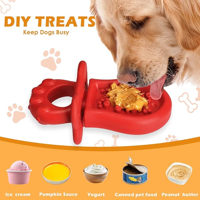 Dog Chew Toys Cream Freezable Dog Treat Station, Frozen Treat Fillable Interactive Dog Toy to Keep Dogs Busy, Pacifier Dog Toy for Teething, Dog Puzzle Toys for Small/Medium/Large Dogs Outdoor
