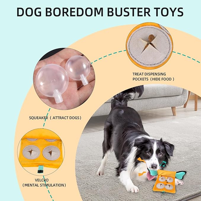 Melede Dog Squeaky Toy, Indestructible Plush and Nylon Fabric Dog Puzzle Toy, Interactive Dog Toys