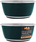 Master Pet Supply Stainless Steel Dog Bowls Set of 2 (16 Oz Each) with Non-Slip Rubber Base - Emerald Sea - Basic Dog Food Bowl Water & Food Bowls for Small Medium Large Dogs & Cats, Metal Dish
