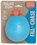 WEST PAW Zogoflex Rumbl Treat-Dispensing Dog Toy – Interactive Slow-Feeder Chew – Enrichment Toy Moderate Chewers, Fetch, Catch – Holds Kibble, (Aqua Blue, Large)