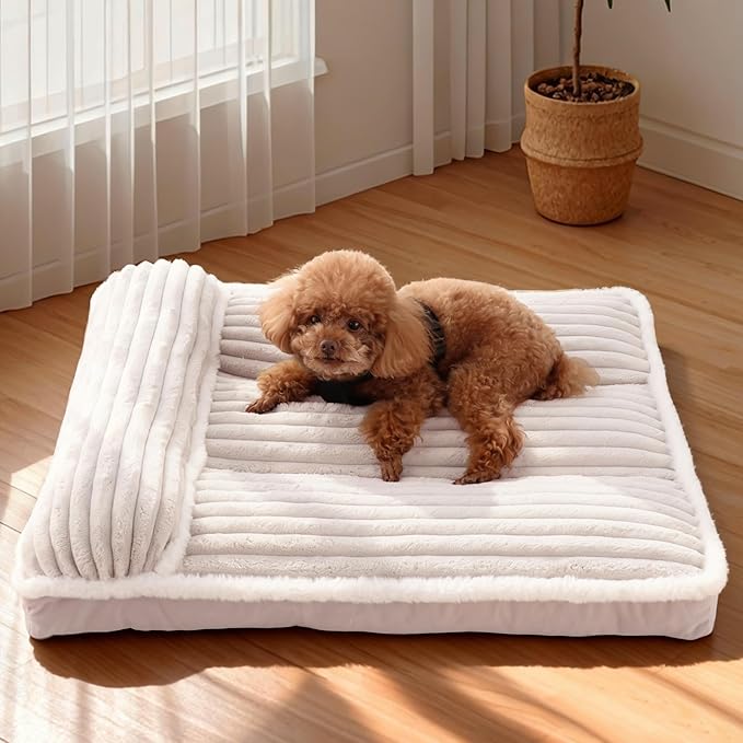 KHONSU PET Dog Bed with Pillow 3in Orthopedic Pad for Large Dogs up to 35 lbs Medium Waterproof Removable Cover Machine Washable for Medium Sized Dogs
