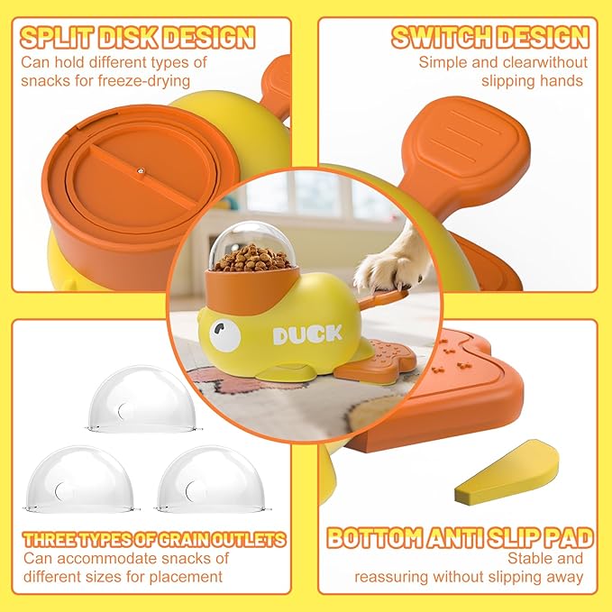 Dog Interactive Treat Dispenser Toy Food Puzzle Slow Feeder Duck-Shaped Dog Puzzle Feeders for Small Medium Dogs Cats IQ Training Reduces Bloating for Healthy Eating