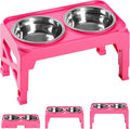 Hubulk Elevated Dog Bowls with 2 Stainless Steel Dog Food & Water Raised Bowls with No Spill Edge Non-Slip Stand Adjusts to 3 Heights(2.75", 6.0", 7.5") for Small Medium Dogs and Pet