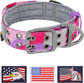 ADITYNA Heavy Duty Dog Collar for Extra-Large Dogs - Camo Pink Purple Collar with Handle for Training, and Walking - Wide, Tactical, Soft Neoprene Padded