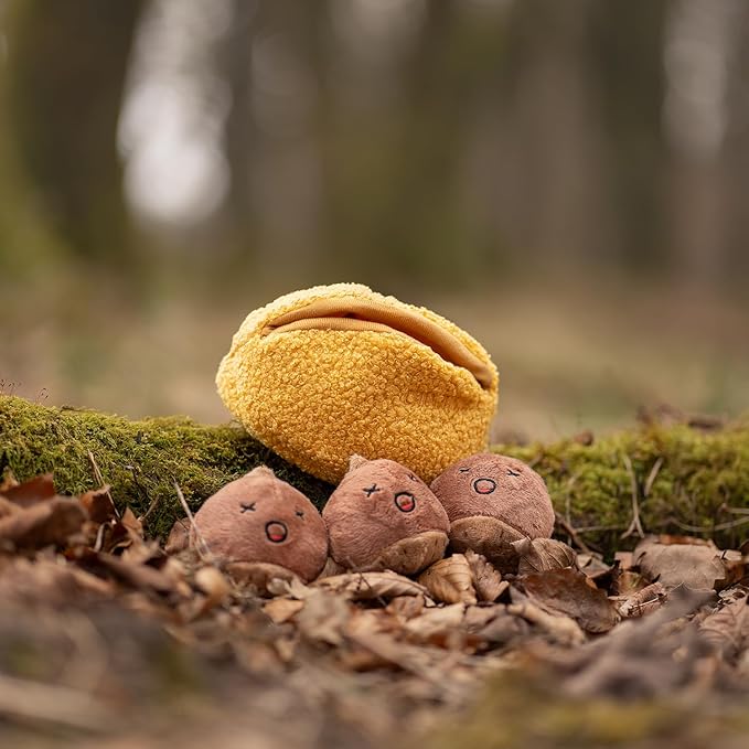 CHEWFFON Interactive Hide-and-Seek Burrow Toys, Dog Toys for Boredom, Cute Squeaky Plush Toy, Dog Toys for Small Medium and Large Dogs, Crinkle Snuffle Puzzle Toy-Chestnuts 4 Piece Set