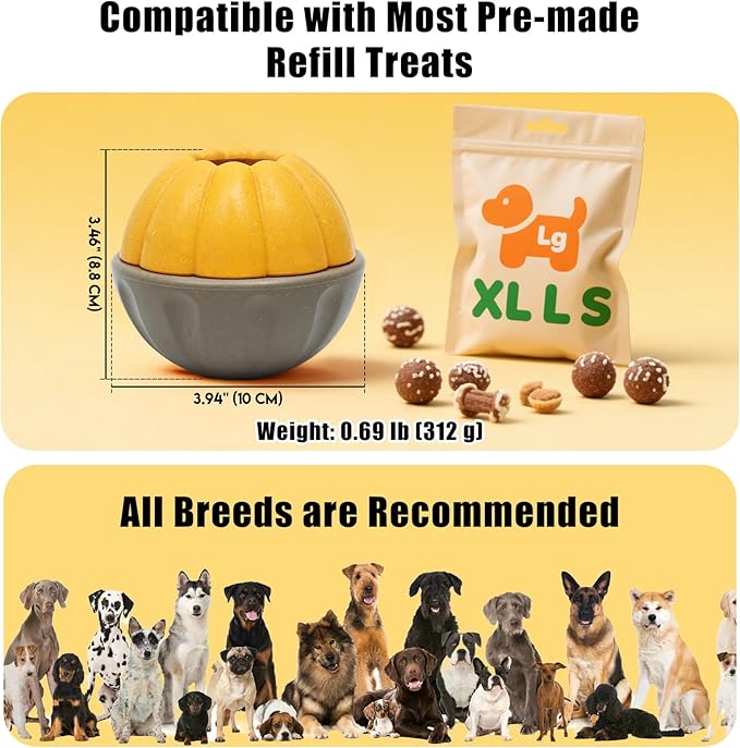 Frozen Dog Treat Toy for Aggressive Chewers, Treat Dispensing Enrichment Toy – Freezable Interactive Chew Toy to Keep Dogs Busy – Durable Dog Puzzle Feeder for Boredom Relief, Yellow