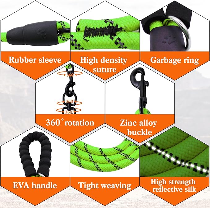 Dual Dog Leash - 360 Swivel No-Tangle for Dual Dogs (Medium, Small)