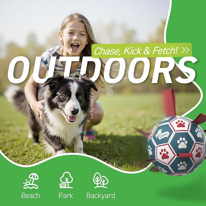 QDAN Dog Balls, World Cup Soccer Ball with Straps, Durable Herding Balls for Small Medium Pet, Puppy Birthday Gifts, Dog Water Toy, Pet Toys Puppy Ball (6 Inch) (Pack of 2)