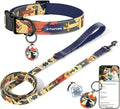 Dog Collar and Leash Set, QR Tag Adjustable Pet Collar, 6 FT Heavy Duty Dog Leash, Padded Handle, Quick Release Buckle, Metal Ring, 360° Swivel Clip for Large Dogs Walking Running (Dark Blue, L)