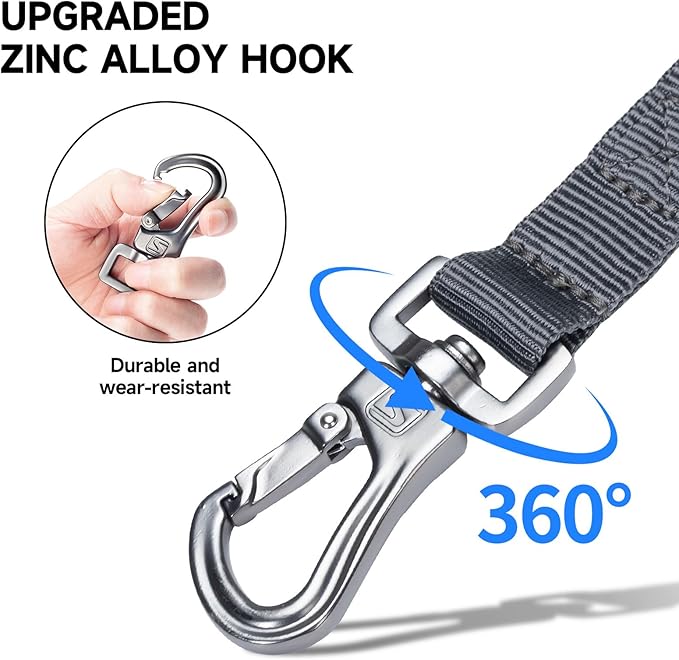 EXCELLENT ELITE SPANKER Tactical Dog Leash Heavy Duty 5-6FT Adjustable No Pull Military Bungee Dog Leash Elastic Leads Rope with 2 Padded Control Handle for Medium Large X-Large Dogs(Gry)