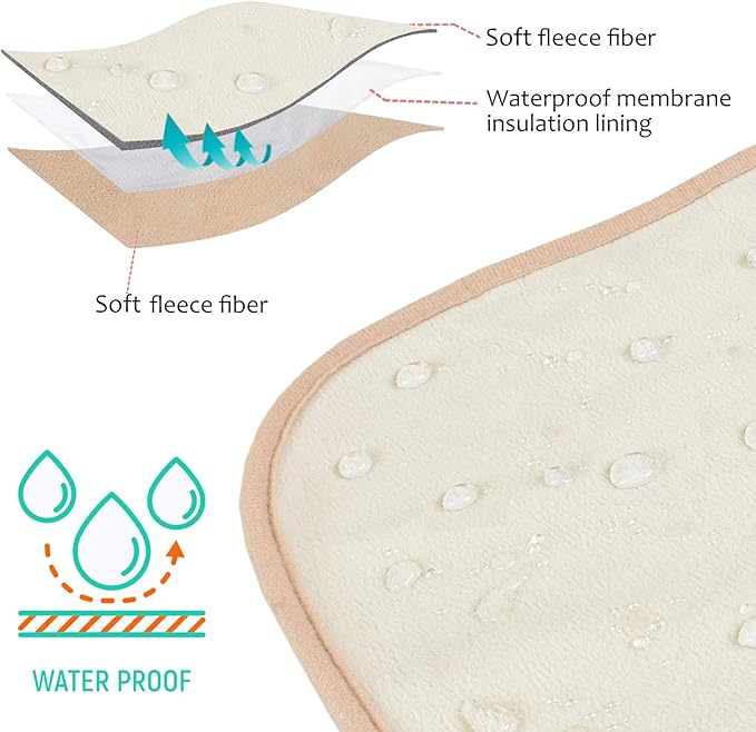 Catalonia Waterproof Fleece Blanket for Couch, Reversible Baby Pet Doggy Pee Proof, Bed Sofa Cover Furniture Boat Mattress Protector, Large (Camel+Taupe, 60x80 inch)