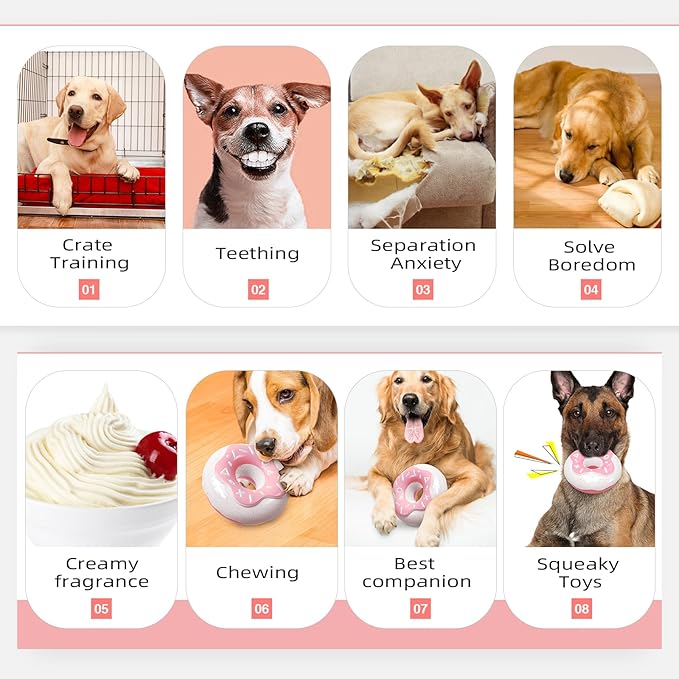 Squeaky Donut Dog Toy for Aggressive Chewers，Doughnut Shaped Dog Chewing Toy with a Creamy Aroma，for Aggressive Chewers Medium Large Breed，Indoor and Outdoor Toys for Dogs