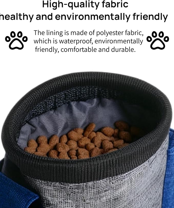 4-in-1 Dog Treat Pouch-3-Way Waterproof Cationic Linen Bag with Side Pockets & Compact Design Holds 3 Cups for Outdoor/Hiking with Poop Bag, Adjustable Belt & Silicone Flying Disc (Khaki)