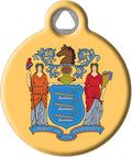 Dog Tag Art New Jersey Flag Personalized Pet ID Tag for Dogs and Cats, Silent Polymer Coated Stainless Steel New Jerseyan Nametag with Customized Identification Information - Small .875" Diameter