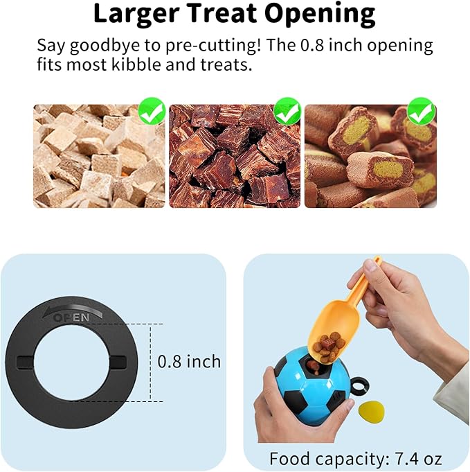 Interactive Dog Toys Treat Dispensers - Giggle Squeaky Dog Soccer Ball Rewards Puzzle to Keep Them Busy, Mental Stimulation Enrichment Food Dispensing for Small Medium Large Breeds, Blue