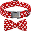 Lionheart glory Dog Bow Collar - Valentine's Day Dog Collar with Bowtie Red Heart Collars Soft Adjustable for Largr Dogs Puppy Spring Party Collars