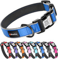 Reflective Dog Collar with QR Code Tag, Personalized Dog Collar, Safety Night Visibility, Anti-Loss Function (Blue-02, Large)