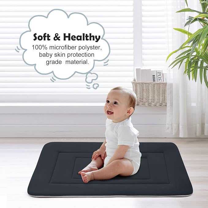 JoicyCo Dog Bed Soft Dog Crate Bed Pad Mat, 48 in Non Slip Bottom Washable Beds for Extra Large Dogs, Pet Bed Mattress Kennel Pad, Dark Gray