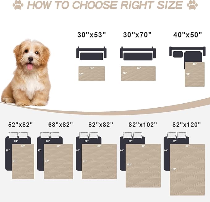 Smiry Waterproof Dog Bed Cover Blanket 30x70, Soft Reversible Pet Blanket, Washable Leakproof Cats Dogs Couch Cover for Sofa, Couch, Furniture, Taupe/Beige