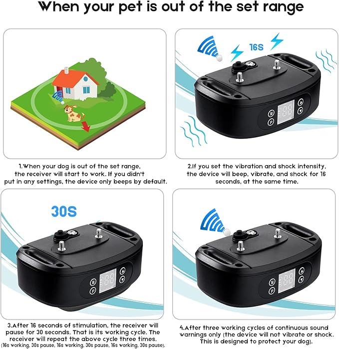 WIEZ GPS Wireless Dog Fence, Electric Dog Fence for Outdoor,Adjustable Warning Strength,Pet Containment System, Suitable for Most of Dogs(2 Collars)