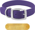 Regal Dog Products Large Purple Waterproof Dog Collars with Custom Engraved Name Plate | Vinyl Coated, Anti, Easy to Clean Personalized Biothane Dog Collar - Other Sizes for Small & Medium Dogs