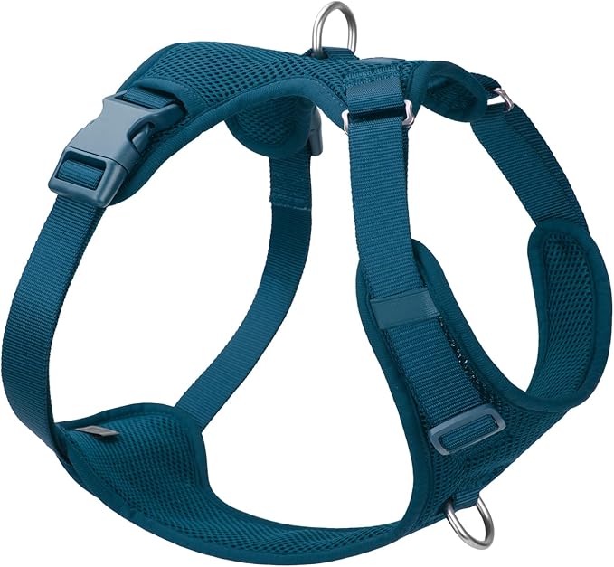 No Pull Dog Harness for Small Medium Large Dogs - Adjustable 2 Layer Mesh Dog Vest with Dual Clip, Escape Proof, Quick Release, Lightweight Breathable Mesh for Walking Hiking (Prussian Blue,XS)