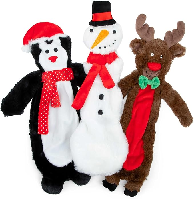 Jeffers Pet Plush Dog Toy with Squeaker, Christmas Snowman 12"- Durable & Safe for Puppies & Dogs, Holiday Stocking Stuffer, Soft Interactive Play, Fetch & Tug Pet Toy, Best Gift for Active Games