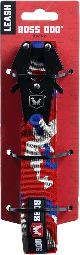 Boss Dog Tactical Leash, Red, White, Blue Camo, 4 FT