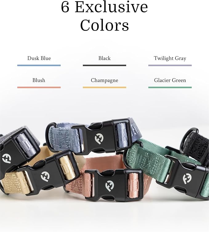 Fei & Eve Classic Dog Collar, Heavy Duty Adjustable Nylon Dog Collars with Quick-Release Buckle, Stylish & Comfortable for Daily Use, Sky Blue, L