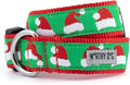 THE WORTHY DOG Adjustable Holiday Dog Collar for Medium Dogs, Durable Nylon Webbing, Quick Release Buckle, Santa Hats Christmas Pattern, Green, Medium