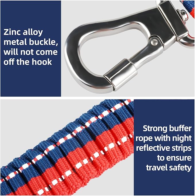 ‌EVERKING 6ft Hands-Free Dog Leash - 6-in-1 Adjustable with 360° Rotating Buckle, Night Reflective & Shock Absorbing for Large/Small Dogs (Up to 120lbs) (Dark Blue)