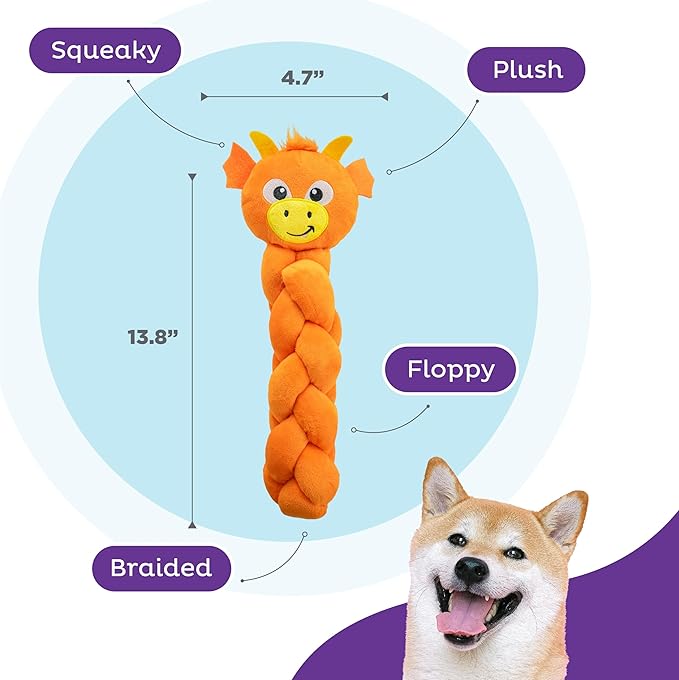 Outward Hound by Nina Ottosson Twistiez Interactive Plush Dog Treat Puzzle, Dragon, Orange