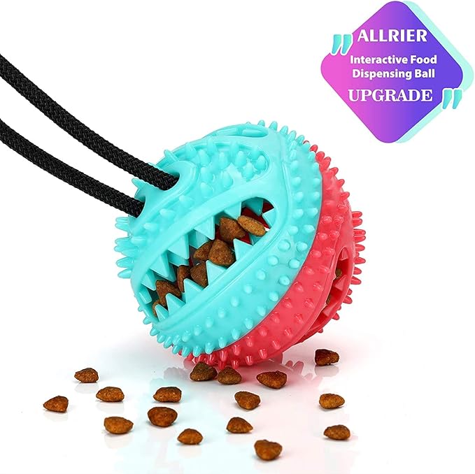 Interactive Dog Toys Tug of War, Mentally Stimulating Toys for Dog, Puppy Teething Toys for Boredom to Keep Them Busy, Dog Puzzle Treat Food Dispensing Ball Toy for Small Medium Dogs