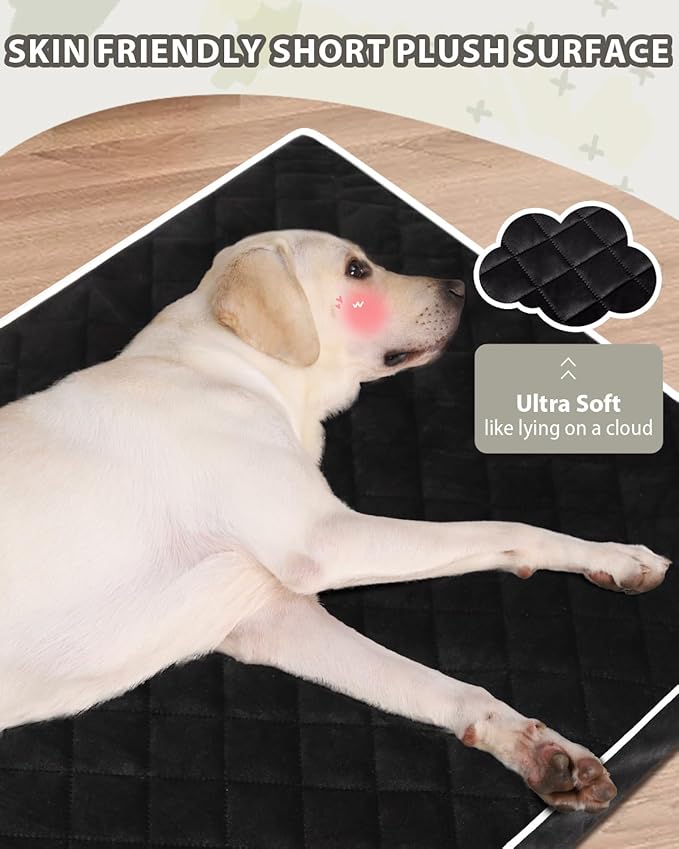Orthopedic Dog Beds for Extra Large Dogs Waterproof Pet Kennel Pad with Removable Washable Cover and Non-Slip Bottom, 47x29 Inch, Black