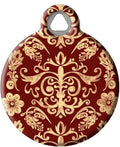 Dog Tag Art Vintage-Retro ’60s Mod Custom Pet ID Tag for Dogs and Cats, Personalized Dog Tag with Customized Identification Info, Red Baroque, Large (1.25" Diameter)