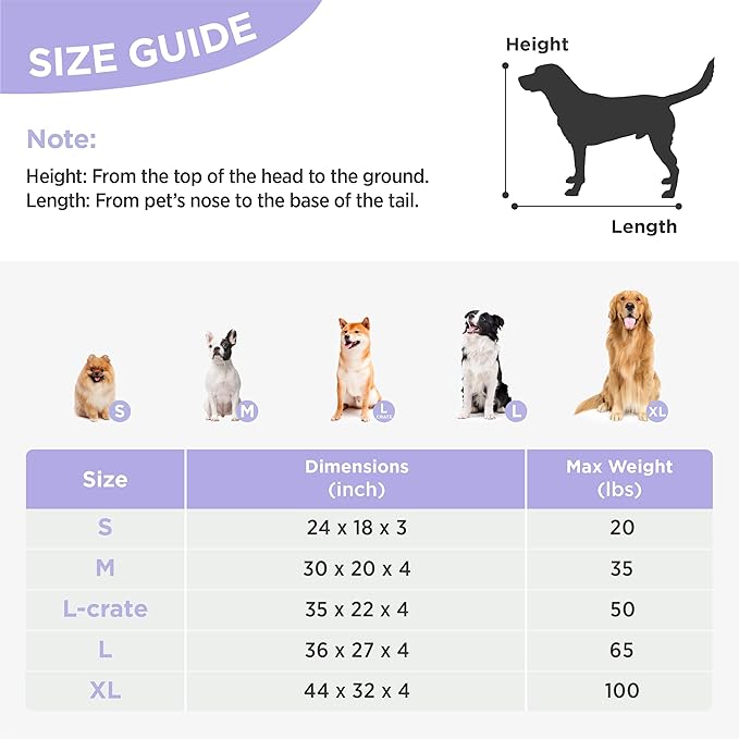LE SURE Cute Orthopedic Dog Bed Medium Size Dog, Waterproof Chic Flat Pet Beds with Removable Washable Cover, Fuzzy Thick Egg Crate Foam Pet Mat for Indoor Use (30" x 20", Cream)