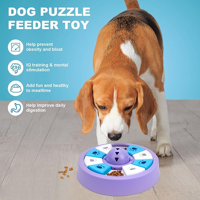 Interactive Dogs Toys for Slow Feeder, Pets Puzzle Feeders for Food Dispenser, Cat Treat Puzzle Feeder for Medium Small Dogs Cats IQ Training Reducing Boredom Intelligence Improving (purpul)