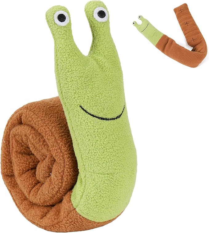 Dog Toys Plush with Squeaky & Treat Hiding Features - Mental Stimulation Enrichment Toy for Large Breed Dogs - Machine Washable Slow Feeder to Keep Dogs Busy，Snail Snuffle
