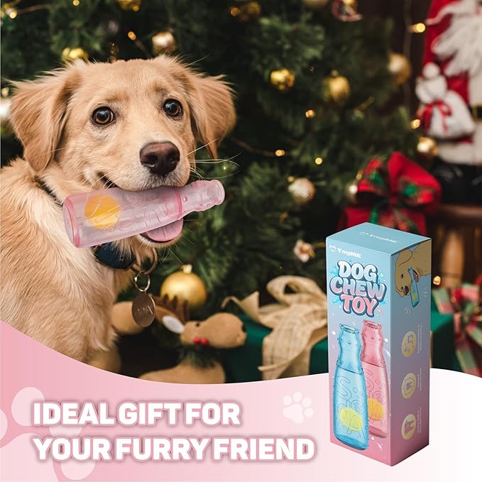TagME Interactive Squeaky Dog Toys, 3-in-1 Fun with Squeaker, Tennis Ball and Treat Dispenser, Chew Toys for Medium Dogs and Fetch Lovers - Pink