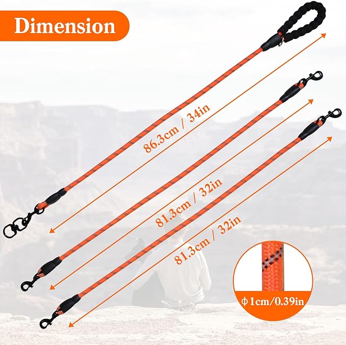 Five Dog Leash - 5 Way Leash for Walking & Training, 360 Swivel No Tangle, Comfortable with Reflective Strips