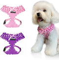 SuperBuddy Upgraded Soft Mesh Dog Harness, Super Breathable Lightweight Pet Harnesses for Puppy Dogs Outdoor Walking, Pink and Purple Dog Harness Set Packing-Small
